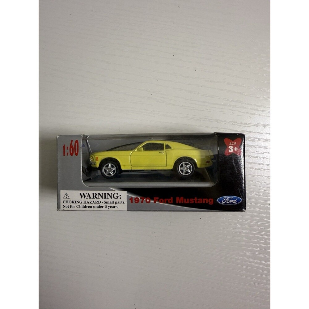 1:60 Welly 1970 Ford Mustang Die-cast Car 0088 Yellow 3”